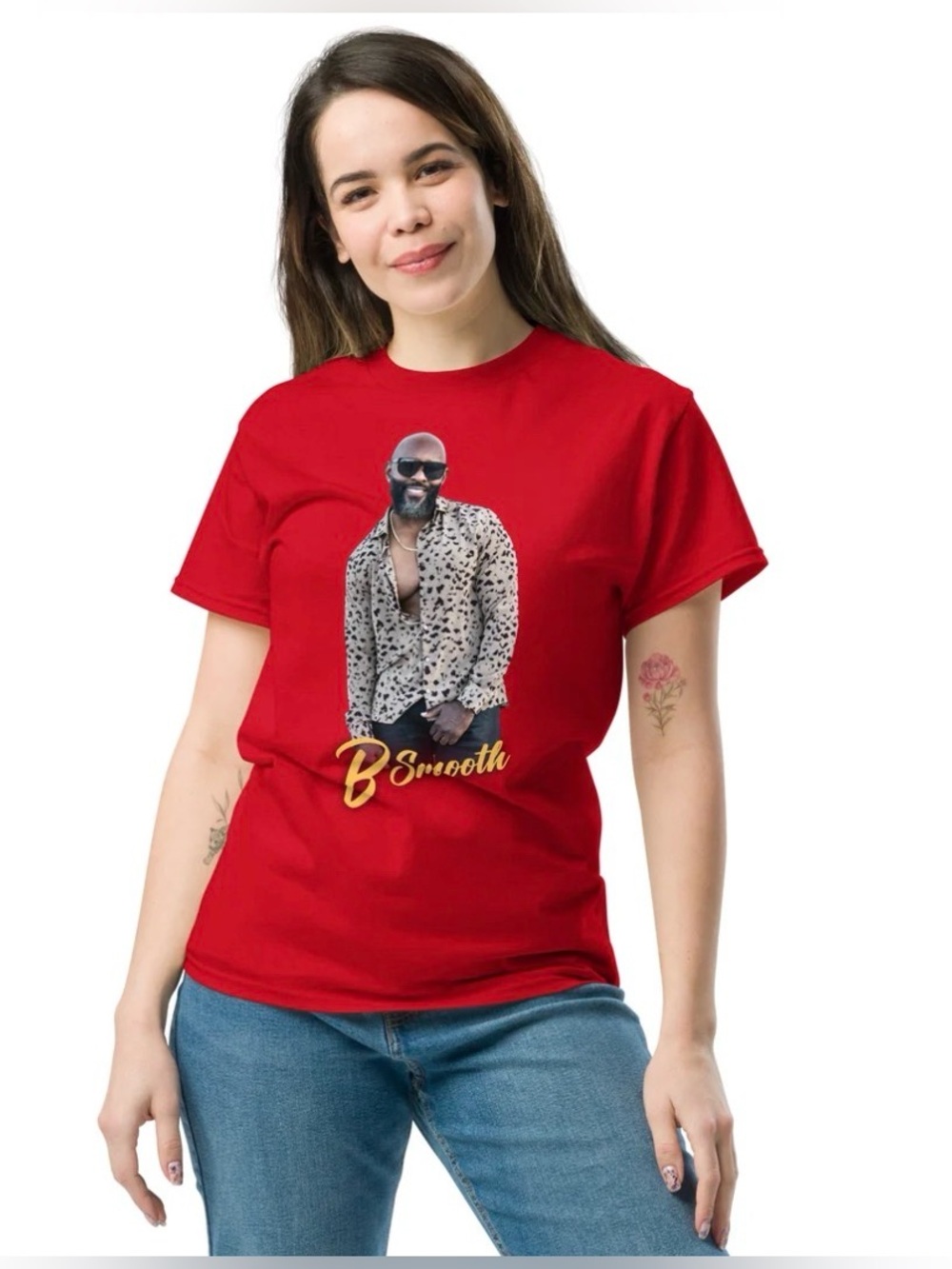 B Smooth Graphic Red Crewneck T-Shirt - Unisex